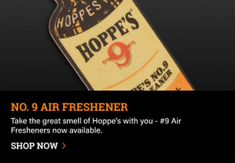 Hoppe's No. 9 Air Freshener on dark background